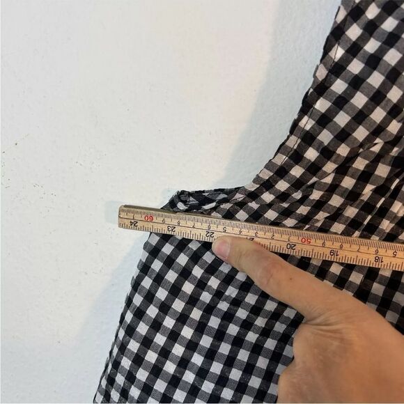 Ganni Seersucker Peplum Top 40 Us 8-10 Black White Plaid Tank Blouse Gingham - Picture 13 of 15